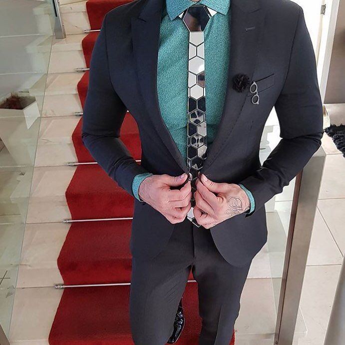 15 Styles Silver Hexagon Ties Stylish Men Skinny Neckties 6cm Luxury Men Box Formal Dress Wedding Accessory Unique: Silver Hexagon