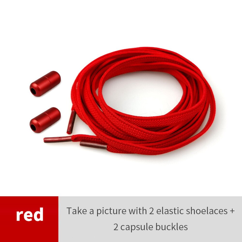 Lacets plats élastiques pour femmes et hommes, faciles à porter, faciles à assortir, chaussures blanches décontractées pour enfants, lacets colorés: red
