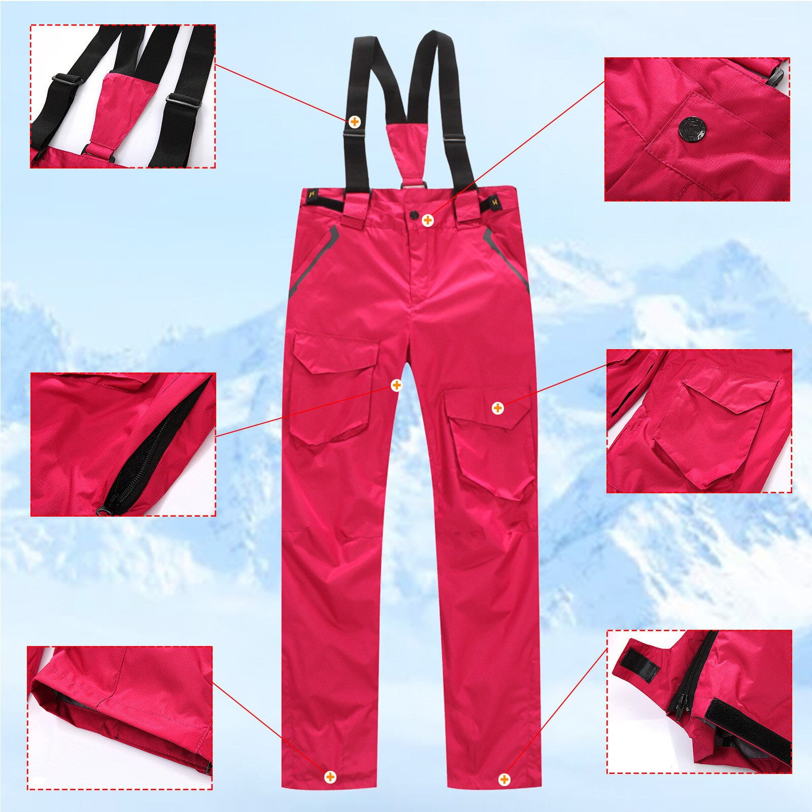 Ski Pants Women And Men Fishing Suspenders Work Clothes Sports Windproof Winter Brands Snow Snowboard Trousers Snowboard