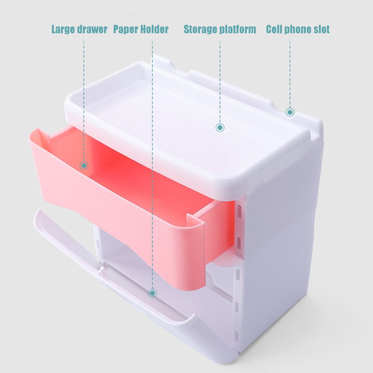 Dubbele Laag Plastic Toiletrolhouder Badkamer Papieren Tissue Doos Pers-Open Wandmontage Plank Opbergdoos Wc Dispenser