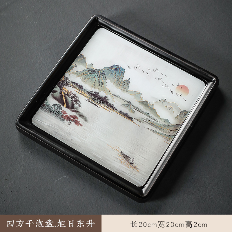 BAODETEA Chinese Tea Tray Rectangular Household Wooden Pot Holds Dry Kungfu Tea Tray: G 20-20-2CM