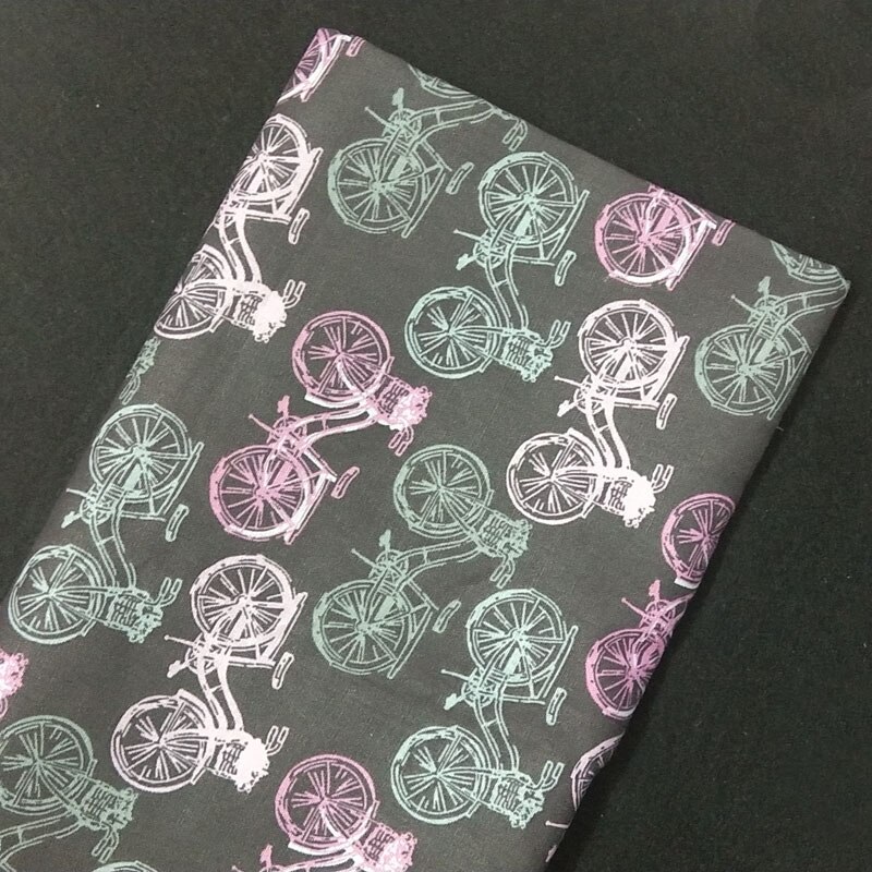50X105Cm Royal Grijs Roze Fiets Gedrukt Katoen Stof Fiets Stof Patchwork Diy Sedwing Apparel Dress Party Thuis decoratie
