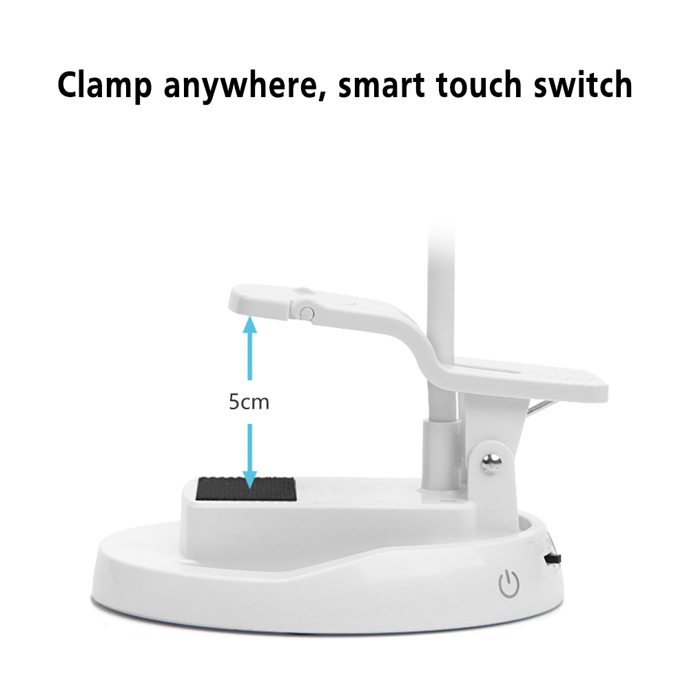 3 in 1 LED Clip Desk Lamp 1500mAh USB Rechargeable Make-up Mirror Dimming Eye Protection With 2 Touch switch Table Light LAOPAO
