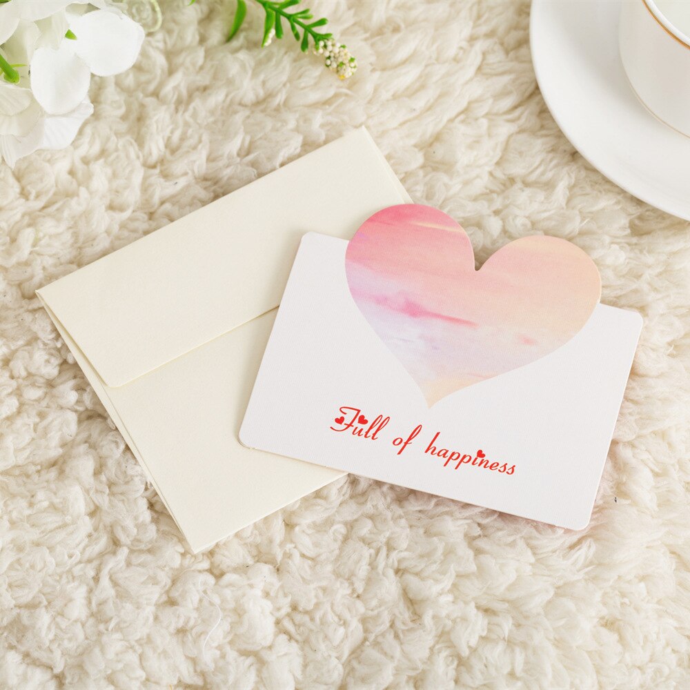 6sets Heart Shape Cards with Envelope DIY Greeting Pocket 3.38 x 3.86 Inch Valentines Day Best Wishes Happy Every Day Cards