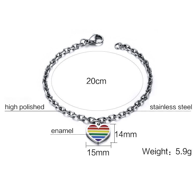 FXM LN39 jewelry for birthday rose many heart metal color titanium steel men's heart rainbow Bracelet