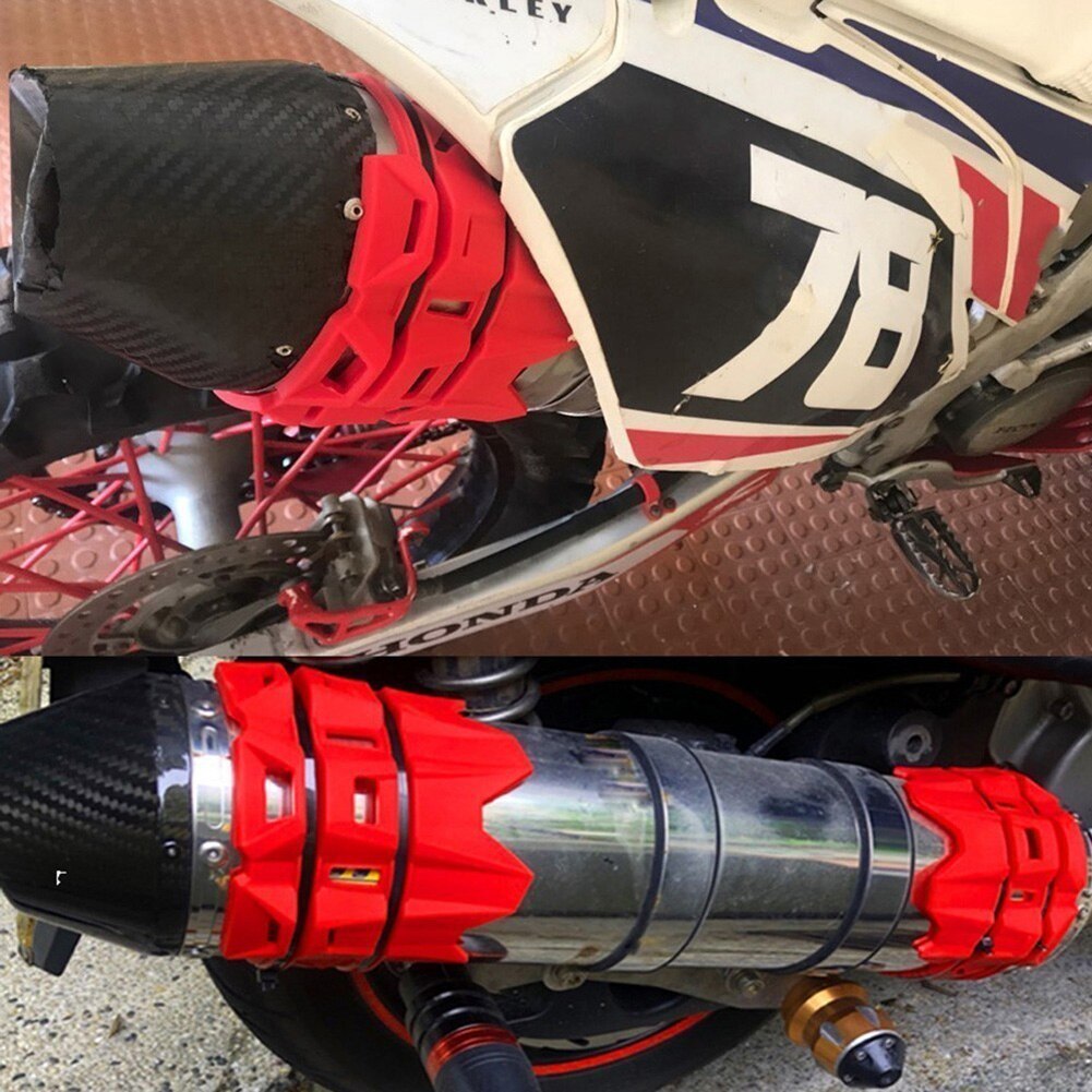 38.5cm x 4.5cm moto isolation thermique tuyau d'échappement protecteur couverture cercle avec 2 sangle de cravate résistant à la chaleur résistant à l'usure