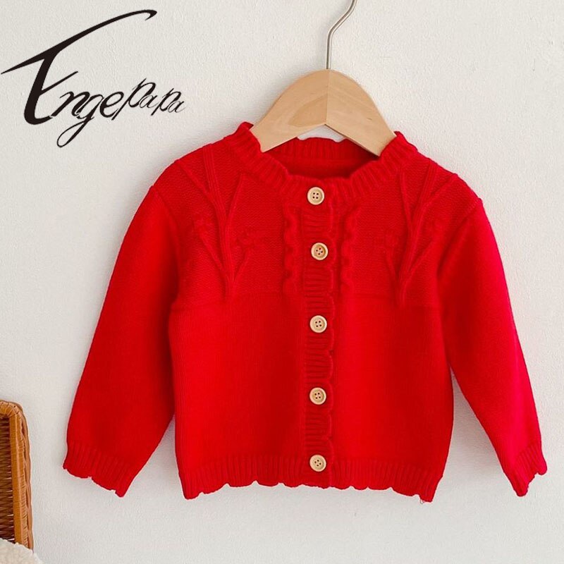 Engepapa-cárdigan de punto de manga larga de Color puro para niños, Chaqueta de punto, suéter de niña bebé, abrigo