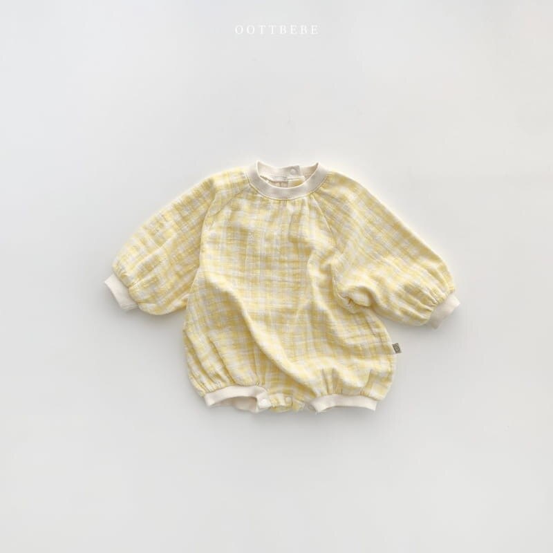 2022 neue Baby Langarm Kariertes Spielanzug Frühling Nette Jungen Mädchen Gesamt Kleinkind Baumwolle Overall Outfits: Gelb / 24M 90cm