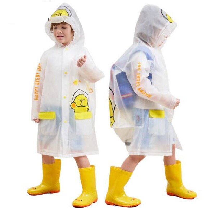 Chubasquero impermeable de estilo Animal de dibujos para niños, chubasquero para niñas y niños, chubasquero transparente de EVA con mochilas escolares