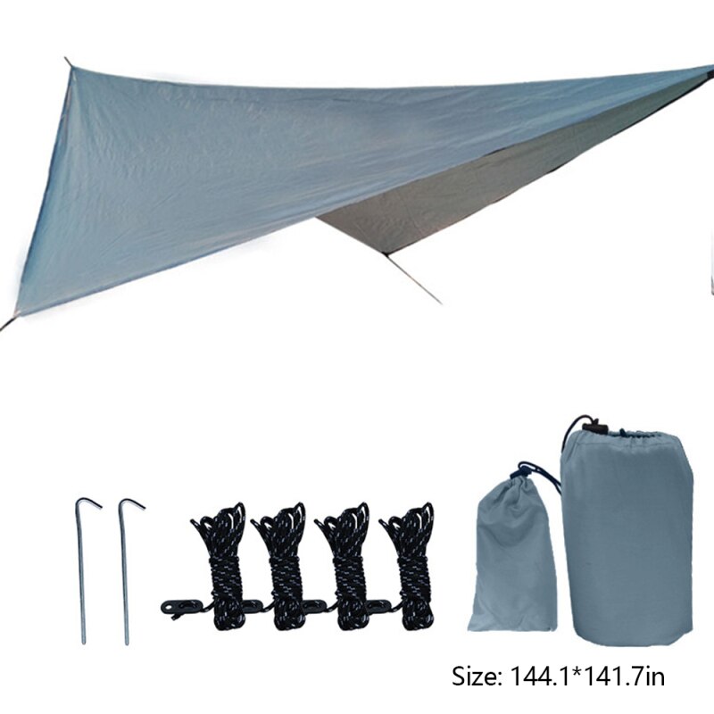 Camping Sun Shelter Lightweight Tent Tarp Rain Sun Shade Hammock Shelter Camping Picnic Pad Outdoor Waterproof Tent Shade: 4