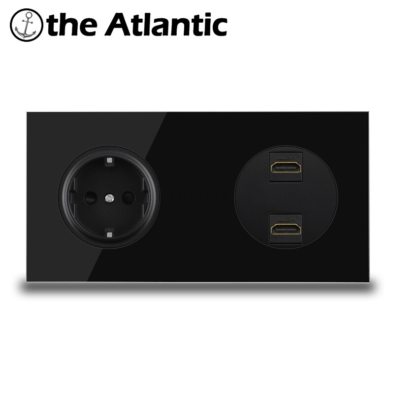 Eu de stik stikkontakt hdmi usb 3.0 data jack dataoverførsel port vægstik til computer pc tv tv sort glasramme