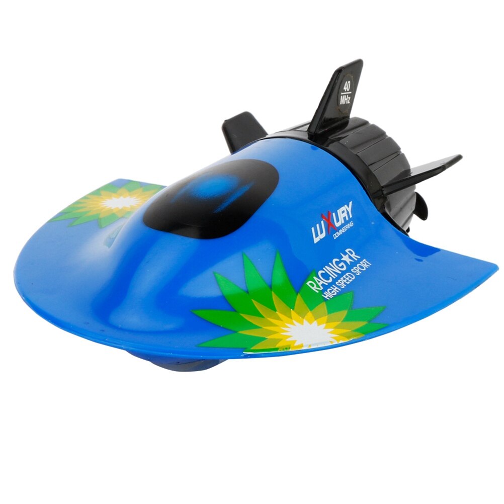Mini radio fjernbetjening rc ubåd skib legetøj cool vandlegetøj 27 mhz 2.4v rc ubåd (hvid og blå): Blå