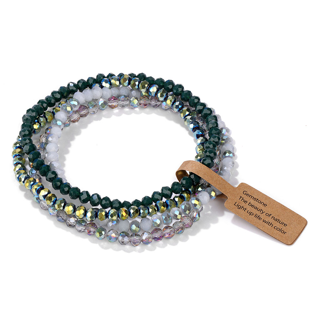 4 Uds. Pulseras de cristal brillantes para mujeres y hombres, pulsera de cuentas de cristal de serie colorida con etiqueta de deseos para el mejor amigo, de joyería