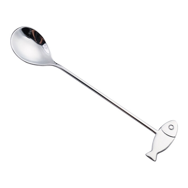 304 Stainless Steel Cat Fish Coffee Spoon Stirring Spoon Cute Dessert Milk Tea Spoon Household Kitchen Coffee Stirring Tableware: SV5