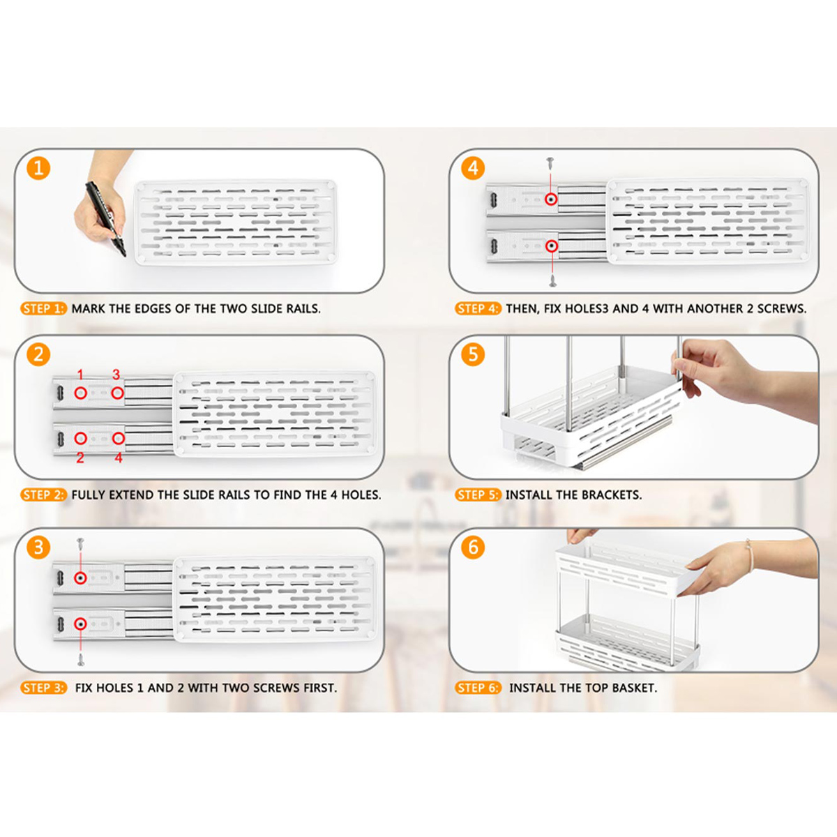 WORTHBUY Keukenkast Opslag Organizer Pull-out Kruiden Fles Opbergrek Glijdende 2 Tier Plastic Organizer Plank