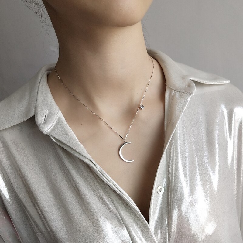 Louleur 925 sterling zilveren ronde zirkoon maan hanger ketting zilveren watergolf ketting voor vrouwen fijne sieraden