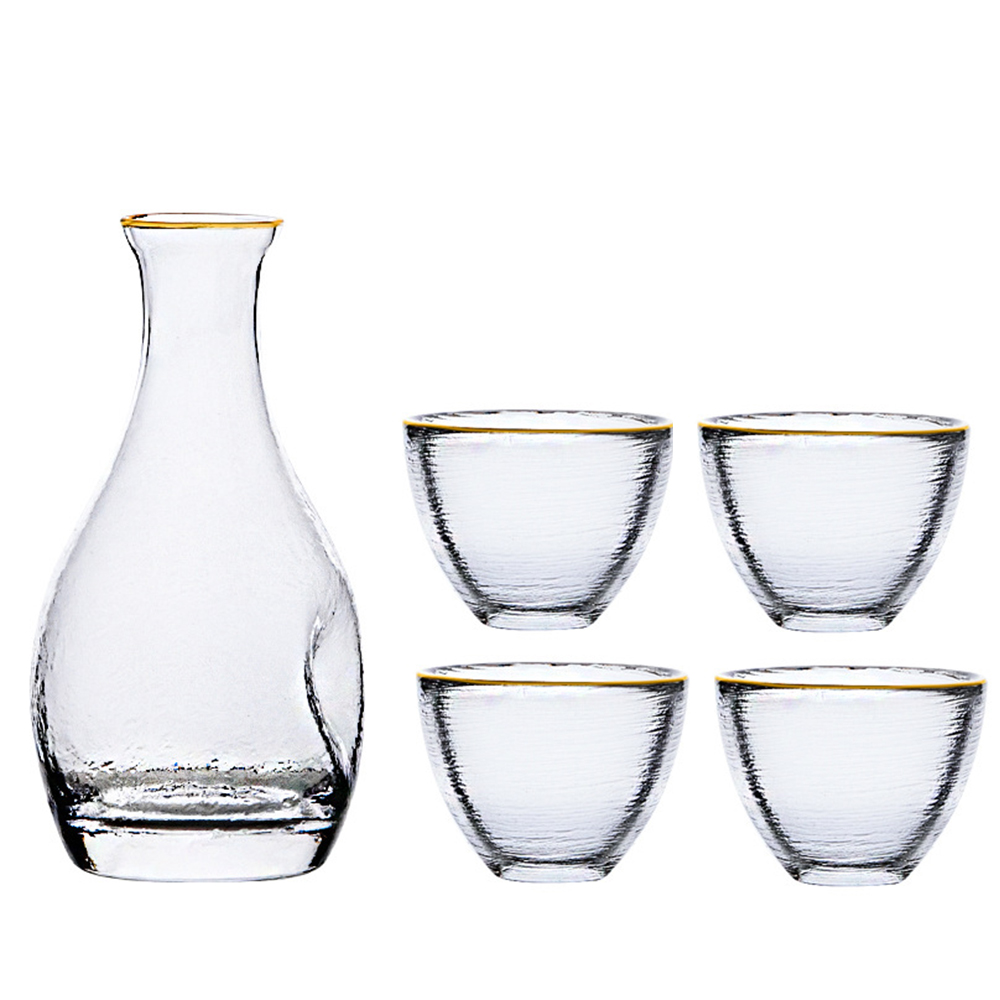 Japanese Glass Wine Set Sake Glass Pot Ice Jug Flagon Liquor Spirits Shochu Cups Wine Bottle Drinkware Bar Set