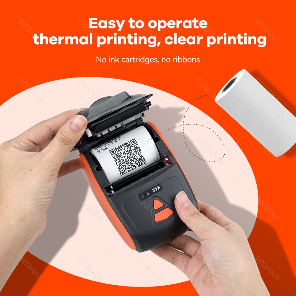 Protable Mini 2 inch Bluetooth Thermal Printer Wireless Receipt Bill Barcode Loyverse POS app on Android Phone Printer Maker 58