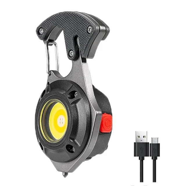 Linterna LED portátil multifuncional Mini COB llavero lámpara USB recargable luz de trabajo antorcha fuerte Camping linterna al aire libre: Verde