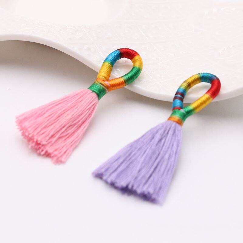Lote de 5 unidades de borlas de seda y poliéster de 6CM para costura, accesorios para cortinas, joyería, pendientes, accesorios para boda