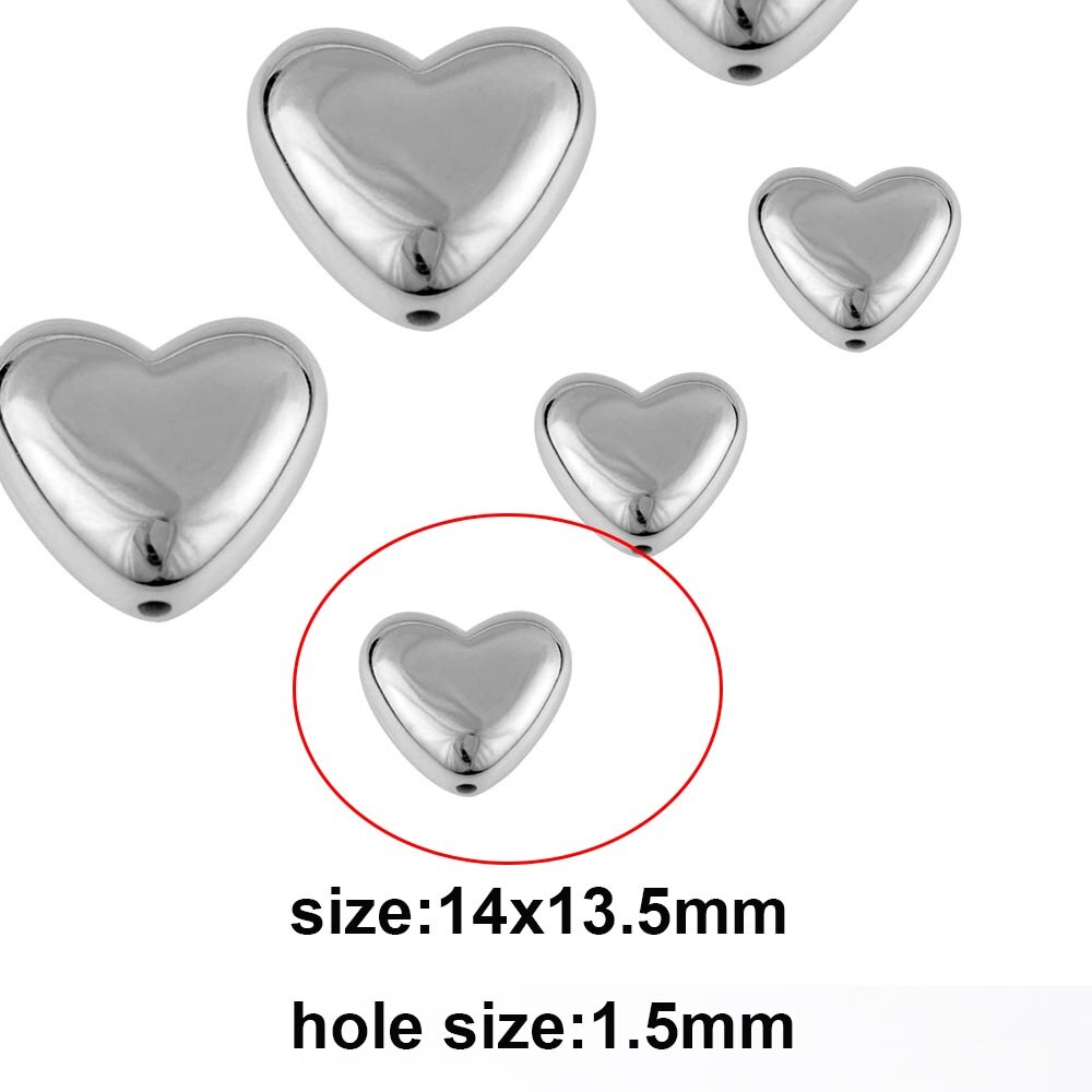 20pcs Heart Cute CCB Loose Beads For Necklace Pendant Heart Star Charms For Jewelry Making Supplies DIY Necklace Spacer Beads: 14x13.5mm
