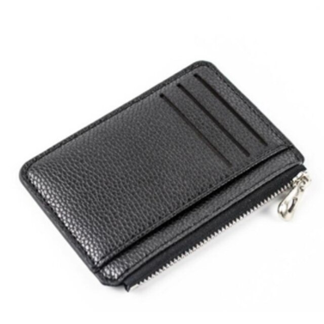 Mannen/Vrouwen Mini Id-kaart Houders Business Credit Card Houder Pu Leather Slim Bankkaart Case Organizer Portemonnee Rits unisex: black 2