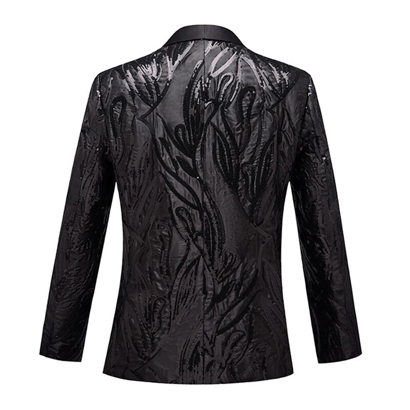 Tuxade-Blazer de satén con lentejuelas para hombre, chaqueta , ajustada, con solapa, chal, traje de boda, cena, de graduación, color negro