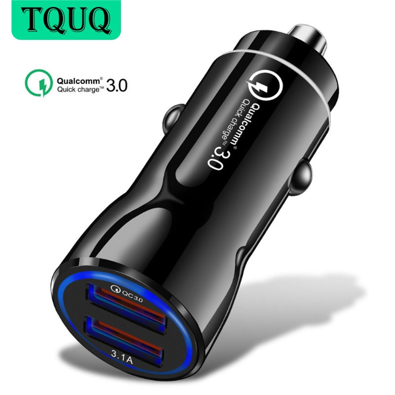 Tquq 2 Poort Snelle Usb Car Charger Quick Charge 3.0 Auto Opladen Hoofd Met Led Licht Voor Xiaomi Iphone Samsung huawei