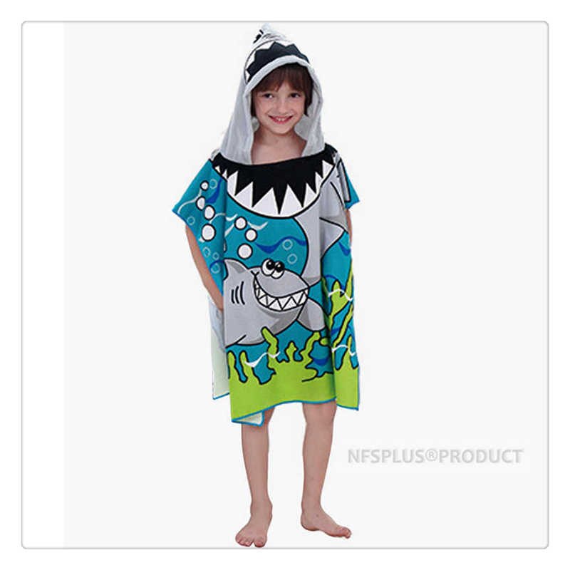 Toalla de baño con capucha para niños, Poncho, albornoz para niños, tiburón, sirena, Princesa, buceador, de secado rápido, toalla de playa de microfibra
