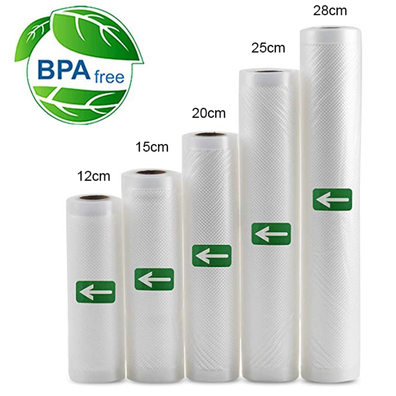 5 rolek/2 rolki Lot do kuchni do jedzenia worek próżniowy torby do przechowywania uszczelniacz próżniowy żywności zachować 12 + 15 + 20 + 25 + 28cm * 500cm