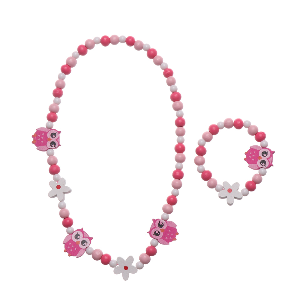 1 sæt pige perler legetøj halskæde armbånd sommerfugle blomster børn håndlavet halskæde tilbehør prinsesse smykker børn: En ugle
