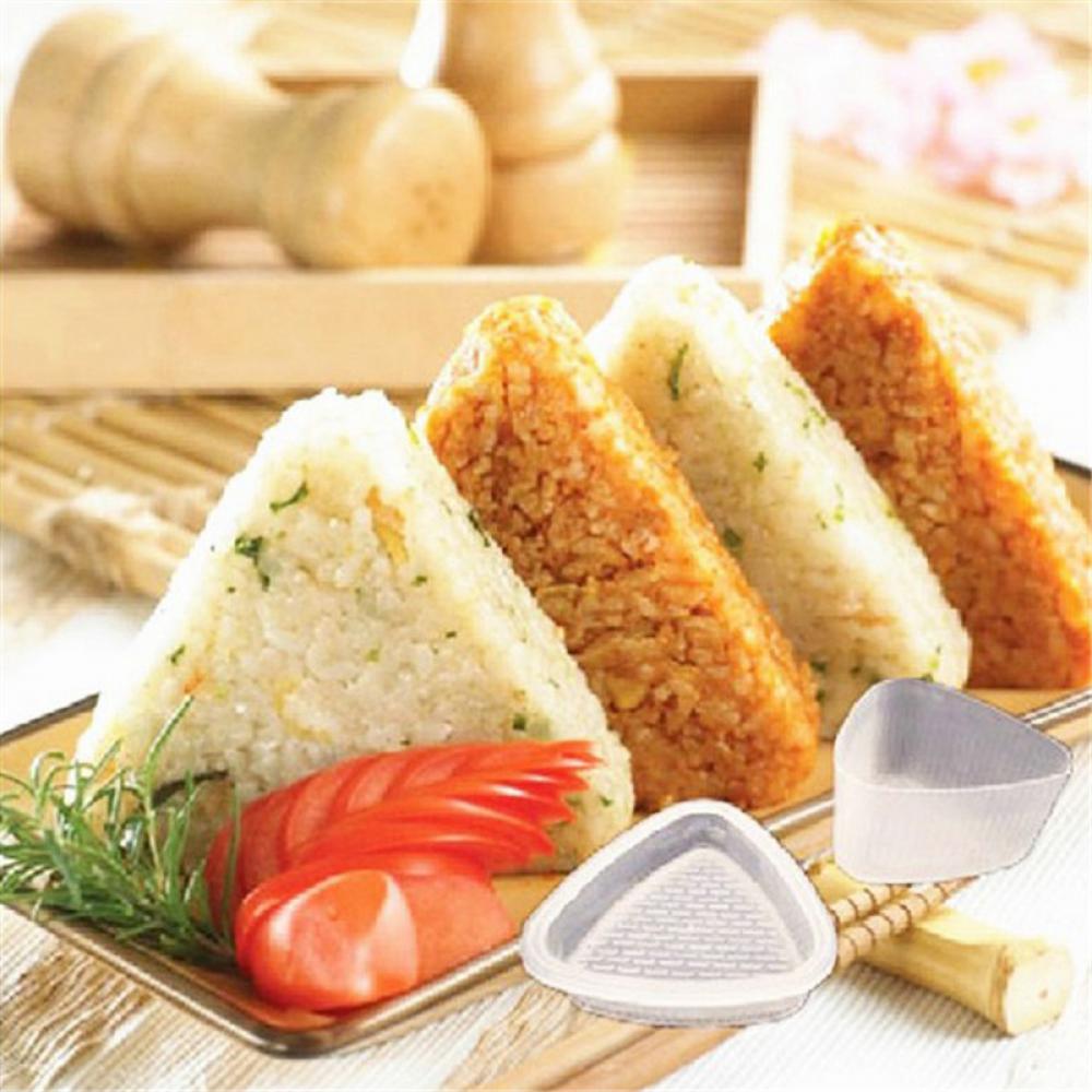 Molde de imprensa triangular de alimentos, 2 peças/1 conjunto, pressionador de sushi onigiri, forma triangular, bola de arroz, fabricante de imprensa transparente, prático, cozinha acessórios