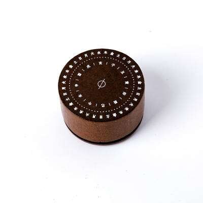 Round wooden seal moon phase perpetual calendar quartz clock sundial handbook decoration tool: NO4