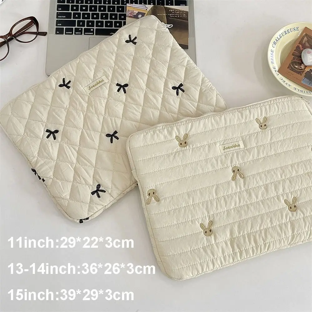 Universele Konijn Laptop Sleeve Case 11/13/15 inch Gebroken Bloemen Laptoptas Strik Schokbestendig Tablet Beschermhoes