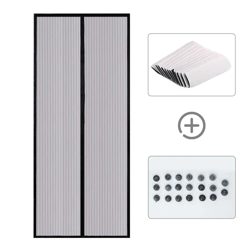 Klamboe Gordijnmagneten Deurgaas Insect Sandfly Netting met magneten op de deur Mesh Screen Automatisch sluitende deurscherm: 3*2.6 / Black