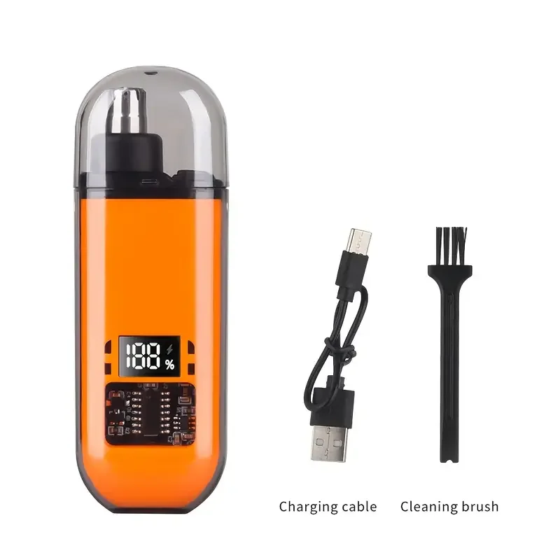 2 In 1 Electric Portable Ear And Nose Hair Trimmer Clipper Painless Portable Eyebrow For Men nose hair: black