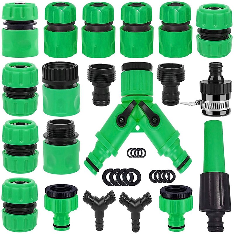 22/31 Pcs Garden Hose Connector Set Watering Extender Coupling Joint Adapter Double Hoses Plastic Quick Connectors Accessories: Set 2-31pcs