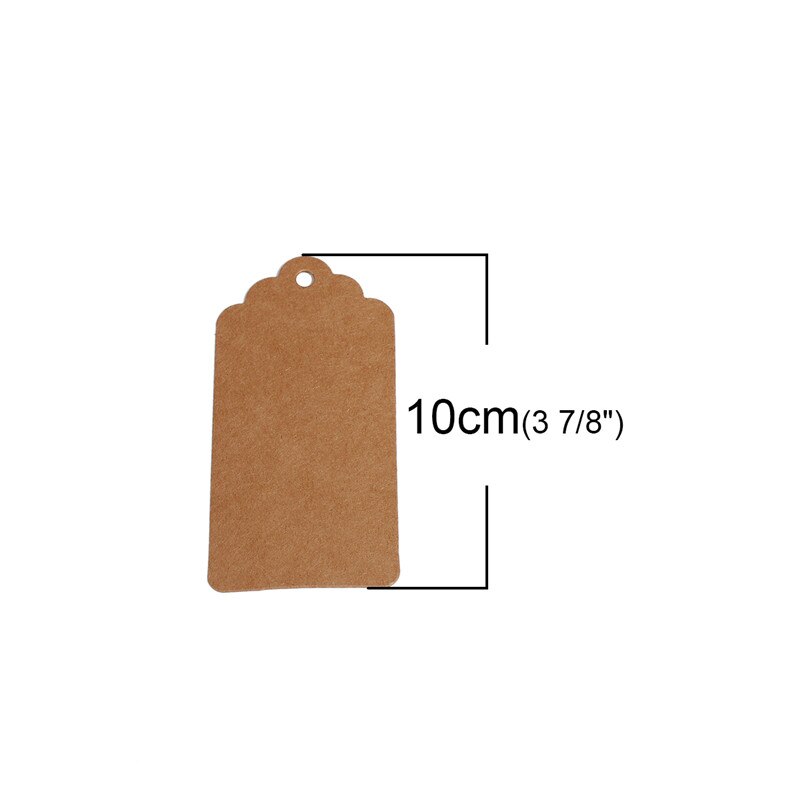 Doreenbeads Papier Label Tags Bruin Rechthoek Patroon Voor Kleding Hangen Diy Kerst Bruiloft Decoratie 10X5Cm, 10 Stks/set