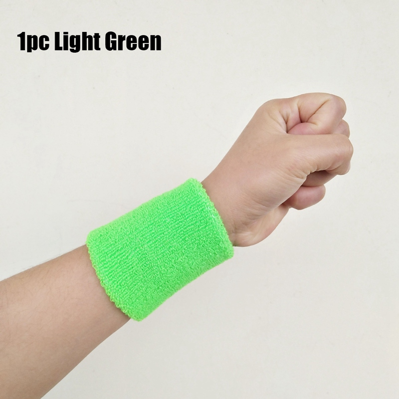 1PC Bunte Sport Schweißband Armbänder Baumwolle Faser Schweiß Handgelenk Guards Jugendliche Weichen Bequemen Hand Band Sport Zubehör: Light Green