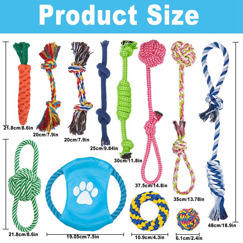 12Pcs Large Dog Toy Sets Chew Rope Toys for Dog Chewing Toys for Dog Outdoor Teeth Clean Toy for Big Dogs Juguete para Perros: 12pcs Large Dog Toy