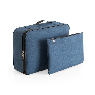 2Pcs Portable Large Packing Cubes Waterproof Hand Luggage Travel Organizer Bag Pouch Password Waterproof File Folder Duffle Bag: Navy blue