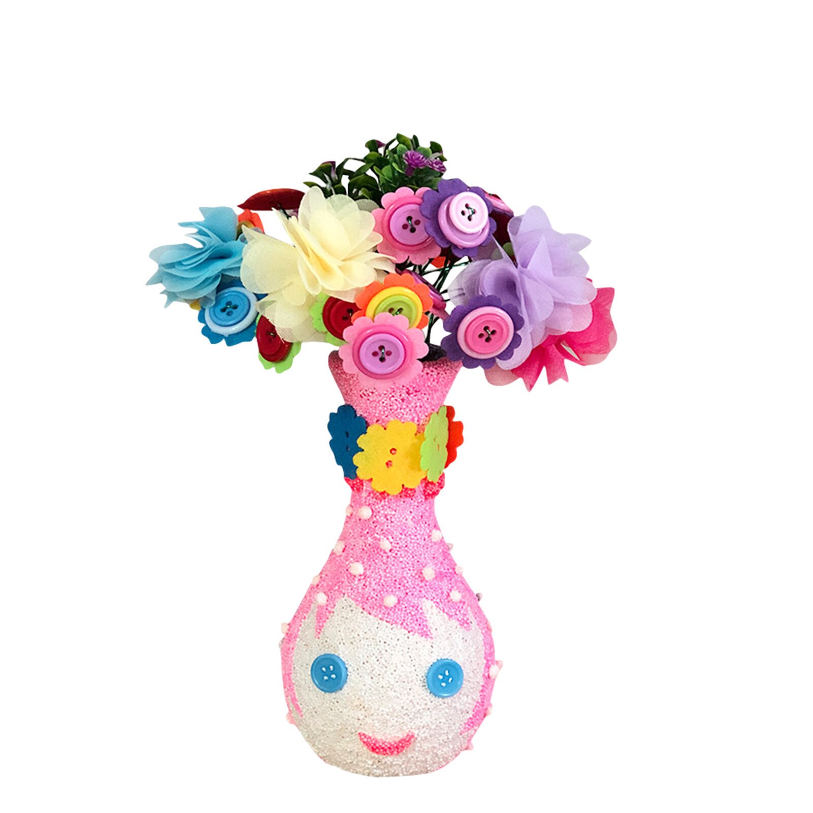 Flower Craft Kit Arts Crafts Funny Make Your Own Flower Vase Toy DIY Mud Pearl Clay Painting Toy Material DIY Vase: E