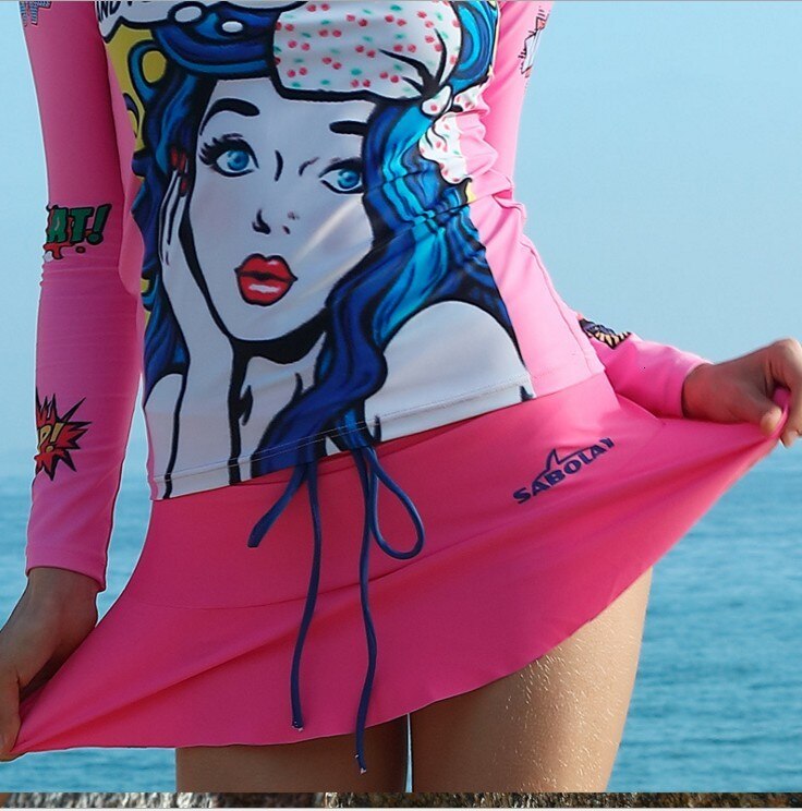 SABOLAY Nuoto Quick dry lycra super-elastico Costume Da Bagno spiaggia pantskirt surf rashguard di usura del pannello esterno femminile impermeabile morbido culottes: pink Short skirt / XL