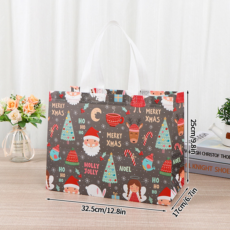 Sacs joyeux noël pour emballage , sacs pliables de noël, fourre-tout de noël, flocon de neige, rangement de du père noël: Gris clair