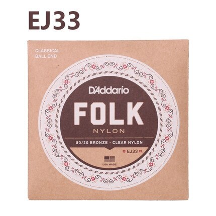 Cordes de guitare Folk Nylon D'Addario EJ32/EJ33, extrémité de boule, aigus en Nylon