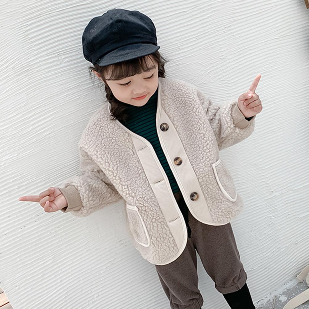 Lined Coat Button Closure Warm Soft Girls Jacket for Autumn