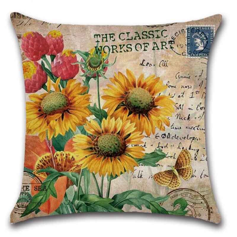 Winlife 45*45 Cm Kussen Gevallen Zonnebloemen Linnen Kussenslopen Decoratieve Kussensloop: A