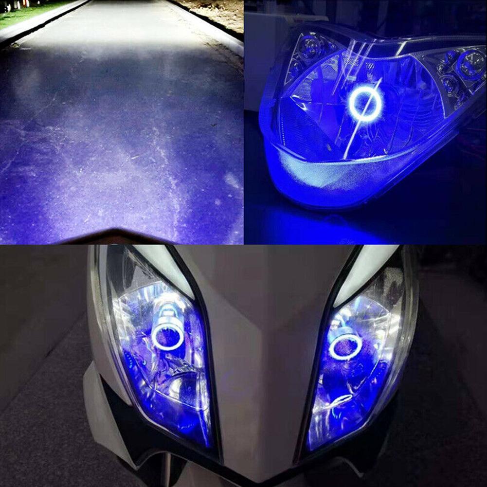 Phare de moto LED H4 bleu/rouge Angel Eye, ampoule de Scooter 9003, DRL 12-80V HB2