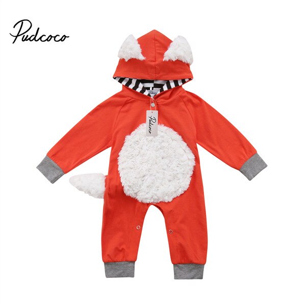 Pudcoco bebê recém-nascido quente meninas menino de pele com capuz manga longa macacão outono ativo playsuit jumper roupas de algodão traje 0-24 m: 18 m