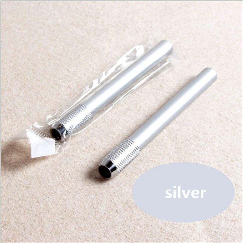 1pc användbara metallpennor förlängda förlängningshållare studenter brevpapper skolmaterial ritning verktyg: Silver-